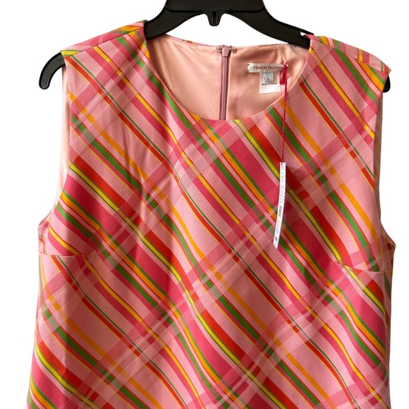 FRANCES VALENTINE LILLY SHIFT DRESS CANDY RIBBON PLAID NWT LG ELEGANT RETRO 60’s - Picture 3 of 12